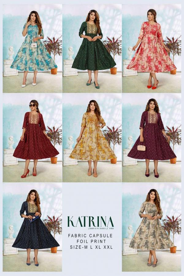 Trendy katrina vol 1 Foil Print Designer Kurti Collection